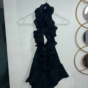 Black ruffle blouse